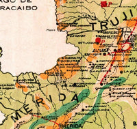 Old Map of Venezuela 1920 Vintage Map | Vintage Map Wall Art Print