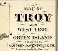 Old Map of Troy New York 1877 Vintage Map | Vintage Map Wall Art Print