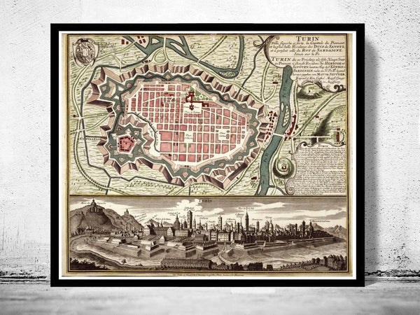 Old Map of Turin Torino Italy 1750 Vintage Map | Vintage Map Wall Art Print
