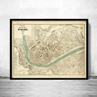 Old Map of Ville d'Alais 1910 Alés Carte France Vintage Map | Vintage Map Wall Art Print