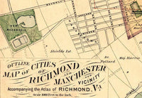 Old Map of Richmond Virginia 1876 Vintage Map | Vintage Map Wall Art Print
