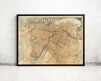 Old Map of Osaka Japan 1913 Vintage Map | Vintage Map Wall Art Print