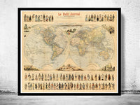 Vintage World Map Antique Atlas 1900 folklore map of the world  | World Map Gift World Map Print | Vintage World Map | World Map Wall Art