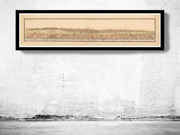 Old map of Istanbul Panoramic View 1686 Vintage Gravure | Vintage Map Wall Art Print