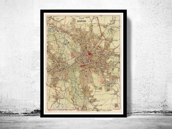 Old Map of Leipzig 1925 Germany Vintage Map of Leipzig | Vintage Map Wall Art Print