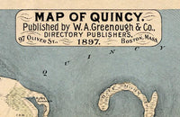 Old Map of Quincy 1897 Massachusetts Vintage Map | Vintage Map Wall Art Print