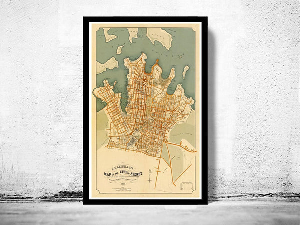 Old Map of Sydney Australia 1886 Vintage Map | Vintage Map Wall Art Print