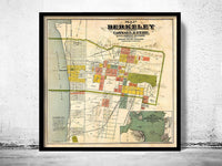 Old map Berkeley California 1880 Vintage Map | Vintage Map Wall Art Print