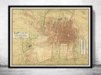 Old Map of Mexico City 1907 Vintage Map | Vintage Map Wall Art Print