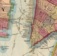 Old Map of New York and Manhattan Bronx Brooklyn 1874 Vintage Map  | Vintage Map Wall Art Print