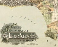 Old Map of Los Angeles 1898 Vintage Map | Vintage Map Wall Art Print