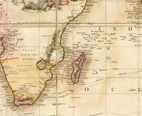 Old World Map in 1819 Antique World Map | World Map Gift World Map Print | Vintage World Map Wall Map | World Map Wall Art