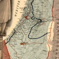 Old Map of Israel and Palestine boundaries  | Vintage Map Wall Art Print