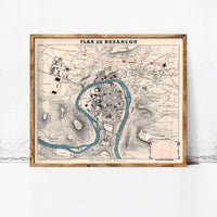 Old Map of Besançon France 1895 Vintage Map | Vintage Map Wall Art Print