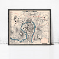 Old Map of Besançon France 1895 Vintage Map | Vintage Map Wall Art Print