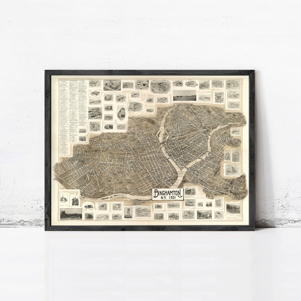 Old Map of Binghamton New York 1901  | Vintage Map Wall Art Print