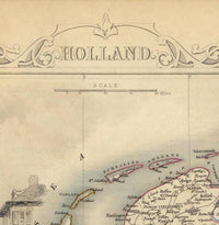 Vintage Map of The Netherlands Hollandia Holland 1851  | Vintage Map Wall Art Print
