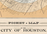 Old map of Houston Texas 1890 Vintage Map | Vintage Map Wall Art Print