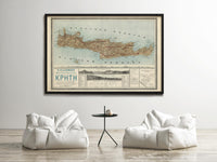 Old Map of Crete Island Greece Creta 1897 | Vintage Map Wall Art Print