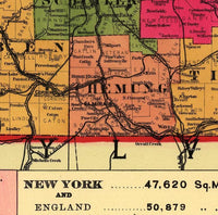 Old Map of New York State 1896  | Vintage Map Wall Art Print