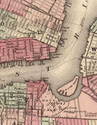 Old New York map 1866 Manhattan Vintage Map  | Vintage Map Wall Art Print