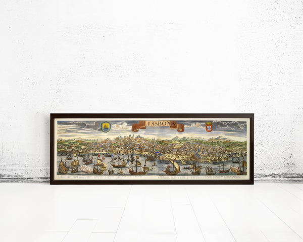 Old Map of Lisbon Lisboa Portugal mapa antigo 1740 Vintage Map | Vintage Map Wall Art Print