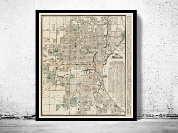Old Map of Milwaukee 1912 Vintage Map | Vintage Map Wall Art Print