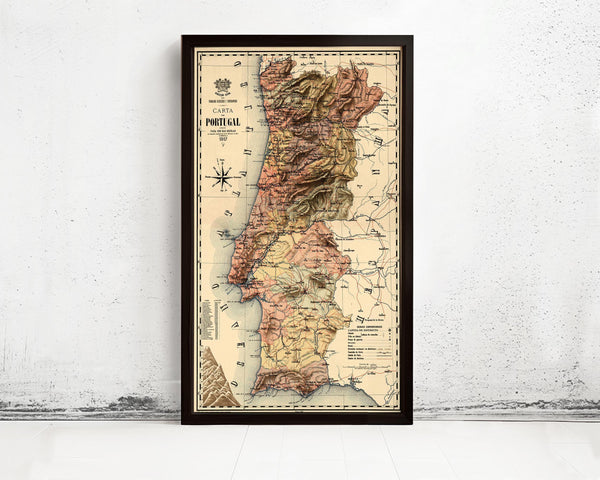 Old Map of Portugal 1917, Mapa de Portugal, Portuguese map  | Vintage Map Wall Art Print
