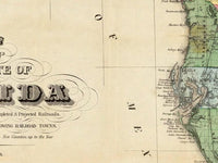 Old Map of Florida 1870 Vintage Map | Vintage Map Wall Art Print