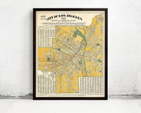 Old Map of Los Angeles 1897 Vintage Map od Los Angeles City | Vintage Map Wall Art Print