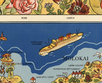 Old Map of Hawaiian Islands 1937 Hawaii Vintage Map | Vintage Map Wall Art Print