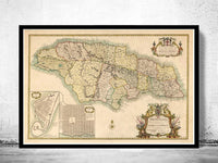 Old Map of Jamaica 1873 Old Map of Jamaica Vintage Map | Vintage Map Wall Art Print
