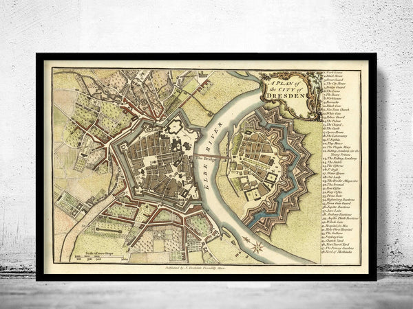 Old Map of Dresden 1800 Germany Vintage Map  | Vintage Map Wall Art Print