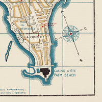 Old Map of Cannes France 1938 Vintage Map | Vintage Map Wall Art Print