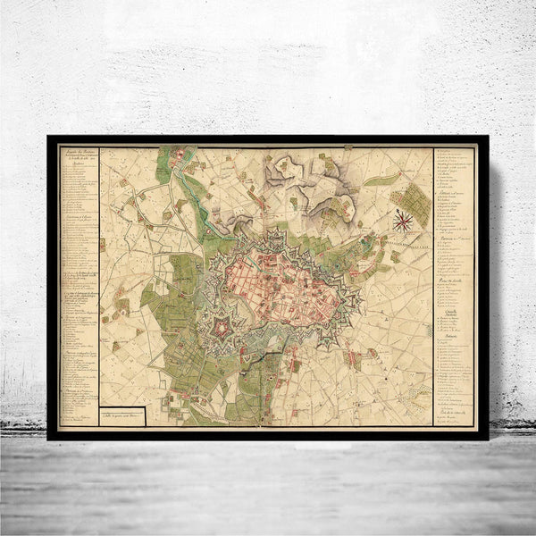Old Map of Lille France 1717 Vintage Map | Vintage Map Wall Art Print