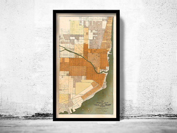 Old Map of Miami Florida 1918 Vintage Map | Vintage Map Wall Art Print