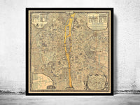 Old Map of Paris France 1710 Vintage Map | Vintage Map Wall Art Print