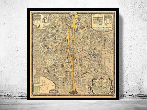 Old Map of Paris France 1710 Vintage Map | Vintage Map Wall Art Print