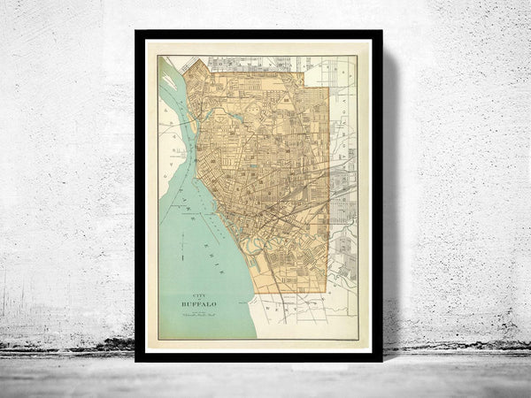 Old Map of Buffalo New York, United States 1895  | Vintage Map Wall Art Print