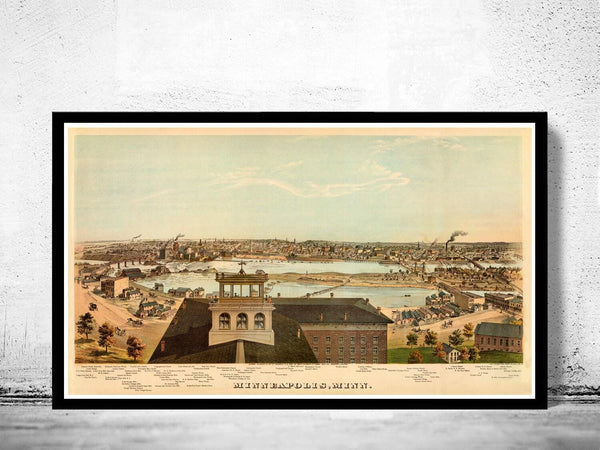 Vintage Panoramic of Minneapolis 1874