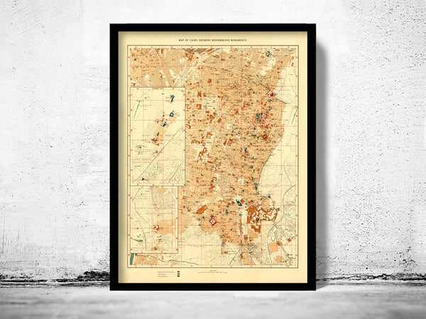 Old Map of Cairo 1851 Egypt Vintage Map | Vintage Poster Wall Art Print |