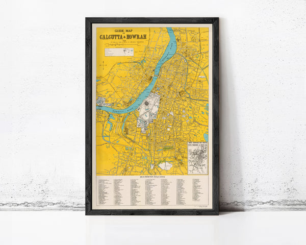 Old Map of Calcutta Kolkata India 1947 Vintage Map | Wall Map Print