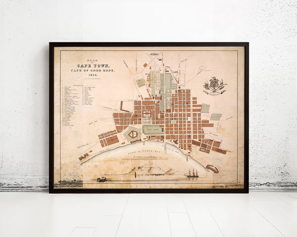 Old Map of Cape Town South Africa 1854 Kaapstad Vintage Map | Vintage Map Wall Art Print