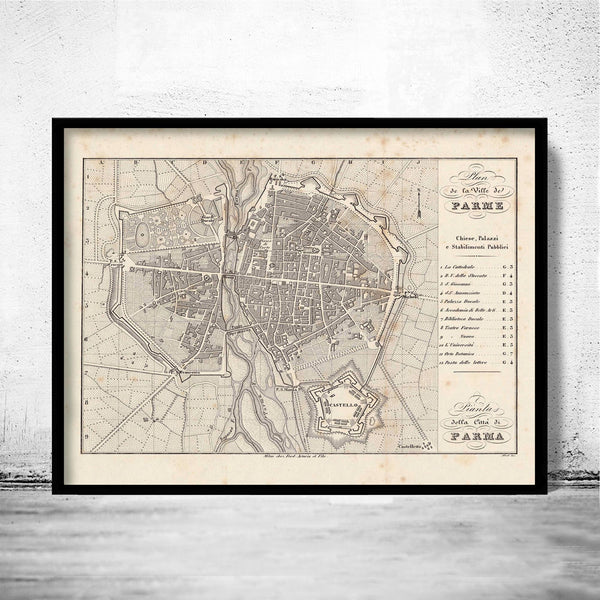 Old Map of Parma Italy 1859 Vintage Map | Vintage Map Wall Art Print