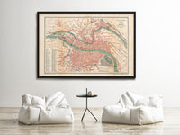 Old Map of Lyon France 1890 Vintage Map Lyon | Vintage Map Wall Art Print