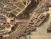 Old Map of Tacoma Washington Panoramic View 1890 Vintage Gravure | Vintage Map Wall Art Print