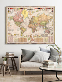 Beautiful World Map Vintage Atlas 1908 Mercator projection | World Map Gift World Map Print | Vintage World Map | World Map Wall Art