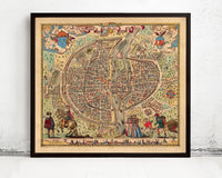 Old Map of Paris 1576 Vintage Map of Paris | Vintage Map Wall Art Print