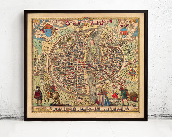 Old Map of Paris 1576 Vintage Map of Paris | Vintage Map Wall Art Print