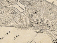 Old Map of Seattle Washington 1925 Vintage Map | Vintage Map Wall Art Print